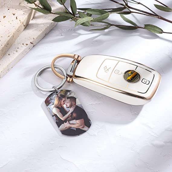 Personalized Photo Keychain with Name for Couple "Drive Safe I Need You Here with Me"