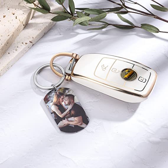 Personalized Photo Keychain with Name for Couple "Drive Safe I Need You Here with Me"