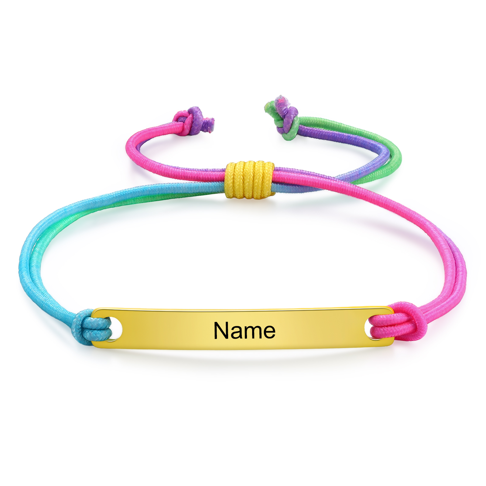 Personalized Name Elastic Rope Stainless Steel Bracelet Adjustable Sch