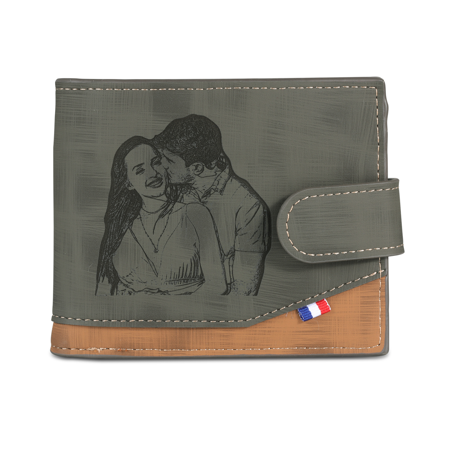 Personalized Name Leather Men's Buckle Wallet With Card Slot Engraved Letter And Photo Gift For Him