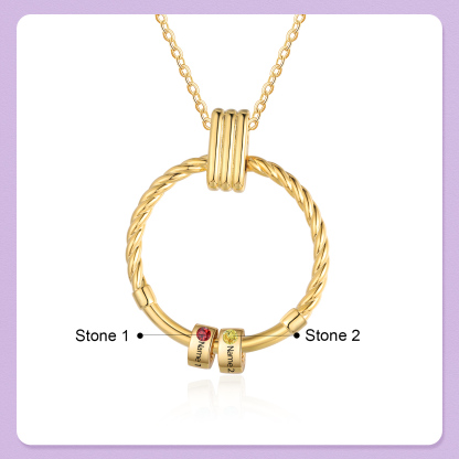 2 Names - Personalized Round Pendant Necklace Customized Name Gift for Her