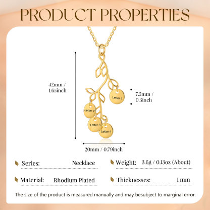 4 Letters - Personalized Special Leaf Pendant Necklace Beautiful Letter Necklace Gift for Her