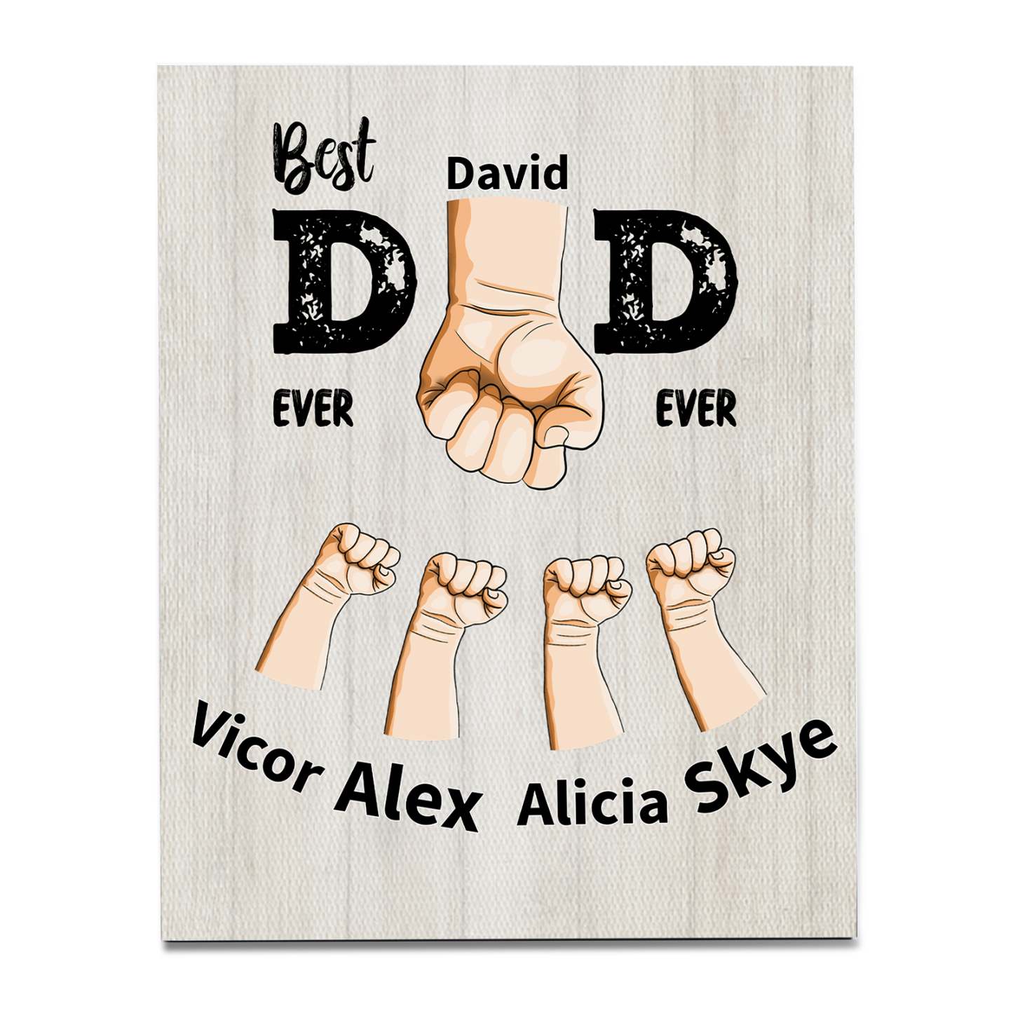 To My Dad - Personalized 2-12 Name Fist Wooden Frame Ornaments