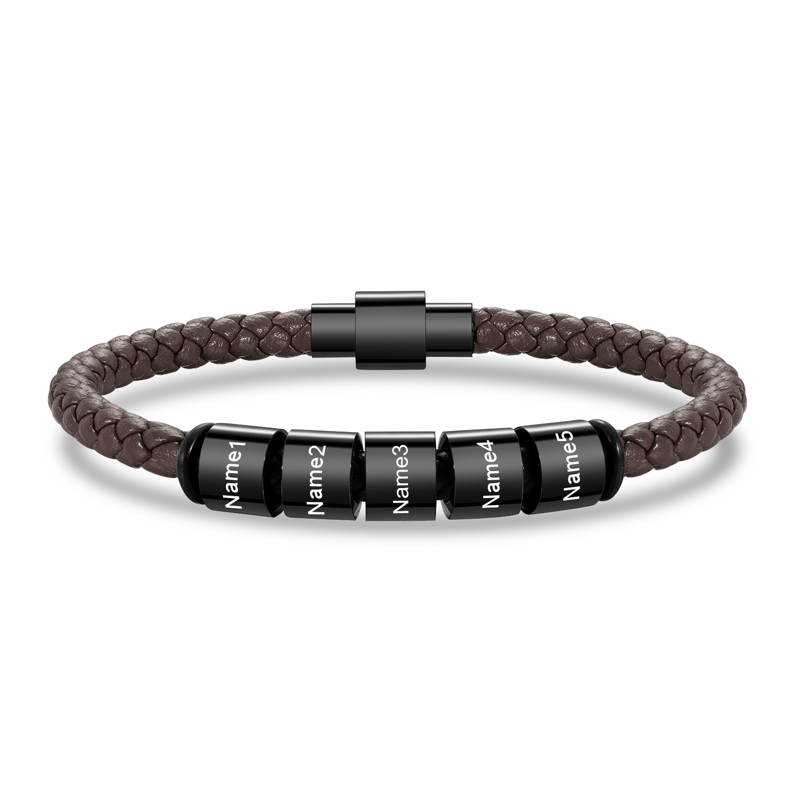 Personalized Men's Bead Bracelet with Custom 5 Names Personalized Gift for Him | Jessmade 