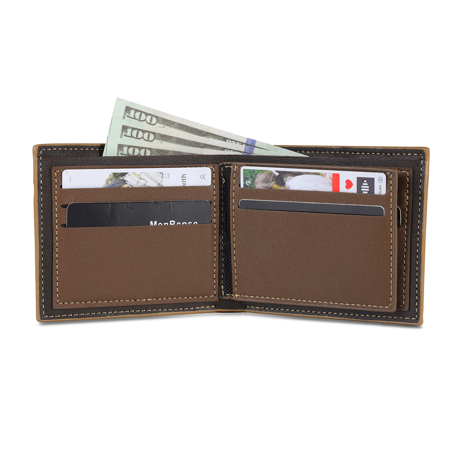 6 Names - Personalized Photo Custom Leather Men's Wallet as a Father's Day Gift for Dad