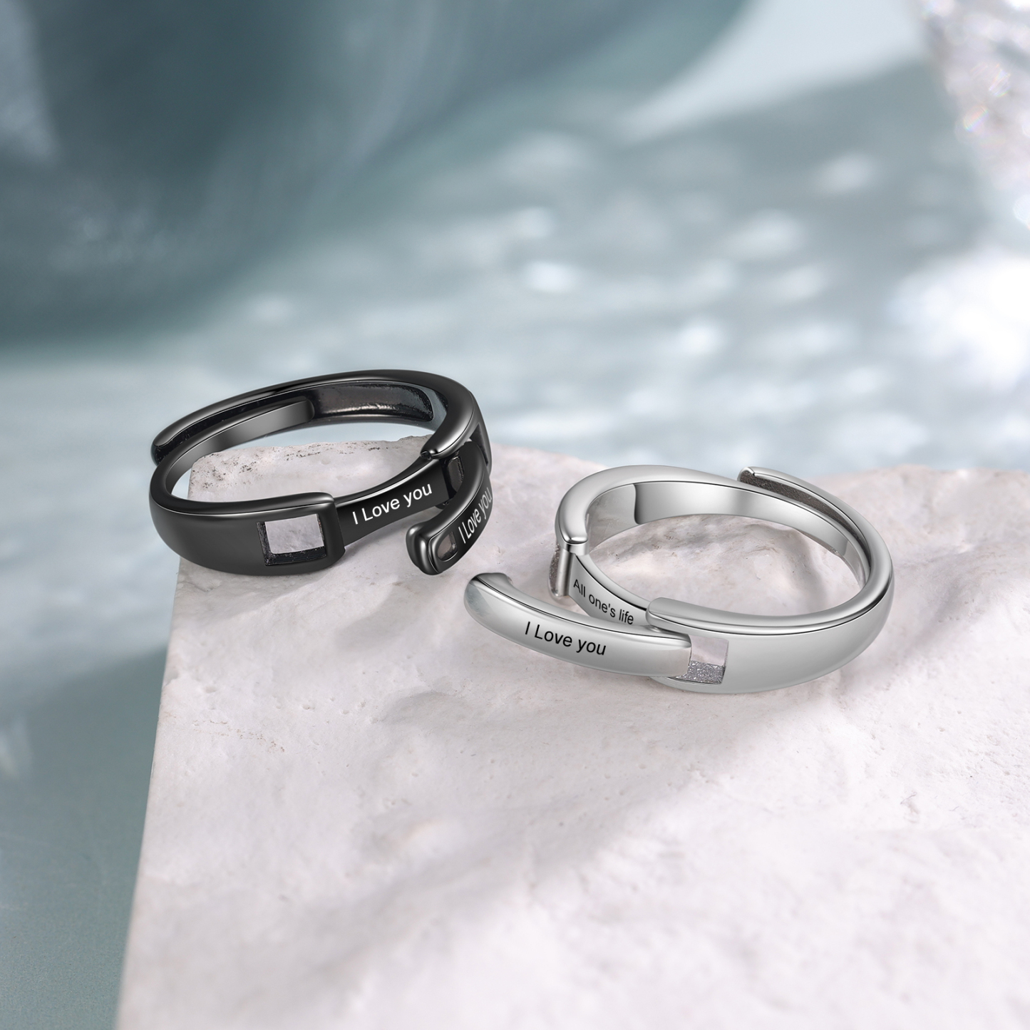 Couple Ring Personalized Matching Rings Gift Set With Gift Box for Couple