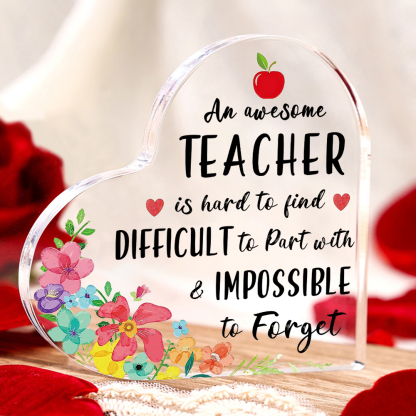 Appreciation Gifts for Educators Heart Shaped Teacher Acrylic Plaque K