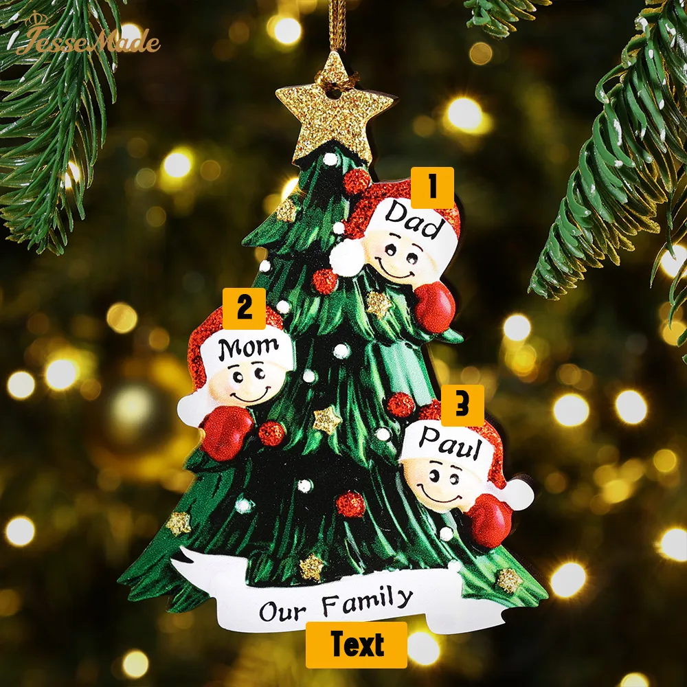 Family Christmas Ornament Custom 3 Names Hanging Ornament Gifts For Family