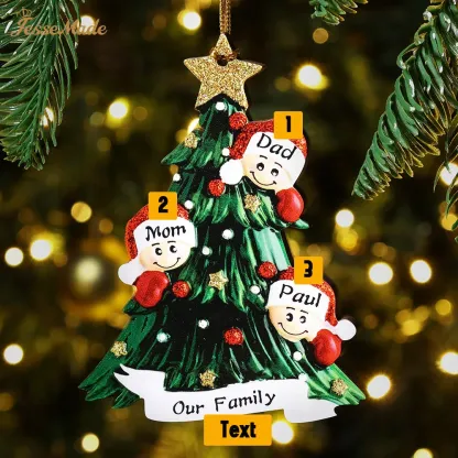 Family Christmas Ornament Custom 3 Names Hanging Ornament Gifts For Family