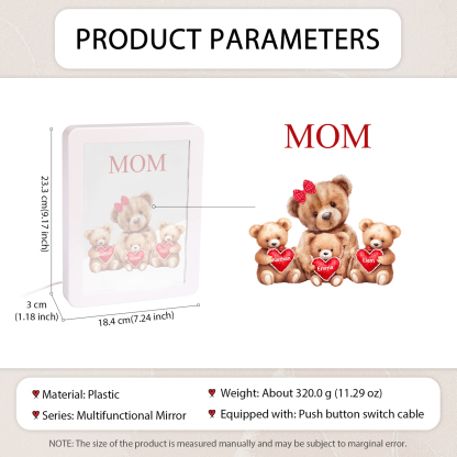 3 Names - Personalized Mom Home Bear Style Custom Text LED Night Light Gift for Mom