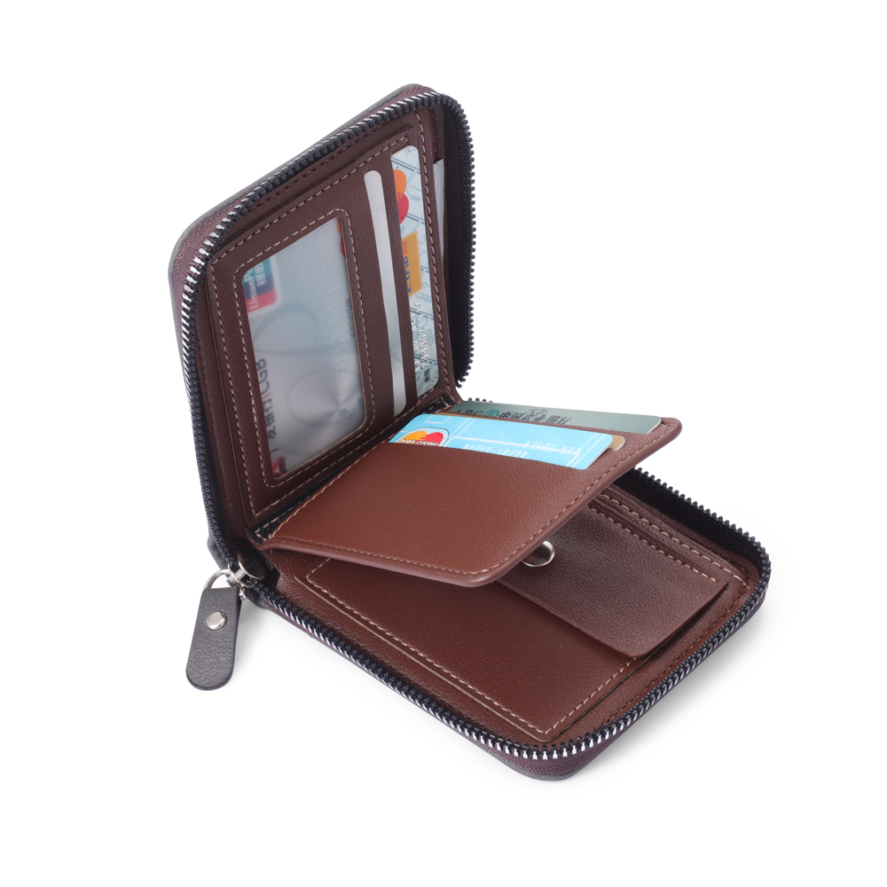 Photo Personalized Leather Zipper Men's Wallet Custom Text Fold Wallet for Dad