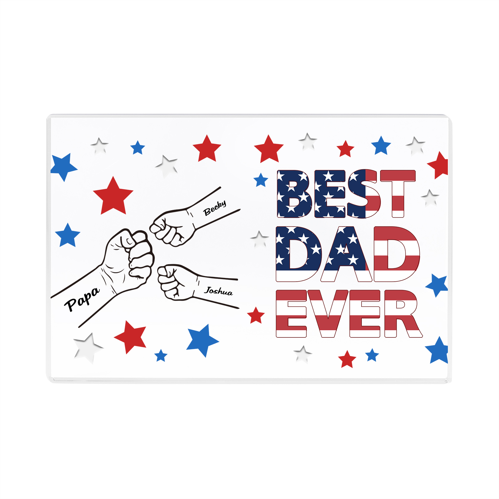 3 Names - Personalized Fist Family Acrylic Keepsake Customized Name Acrylic Home Decor Gift for Dad