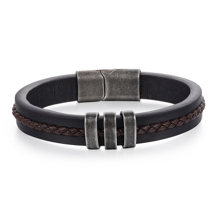 3 Names-Personalized PU Leather Braided Men's Bracelet, Custom 3 Names Bracelets Vintage Gift for Him