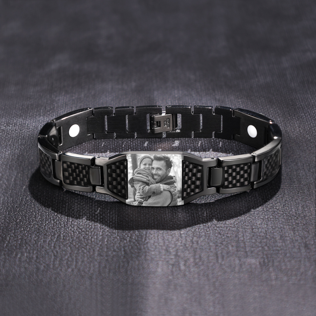 Personalized Bracelet Custom Photo ID Bar Men's Bracelet Bangle Gifts For Him