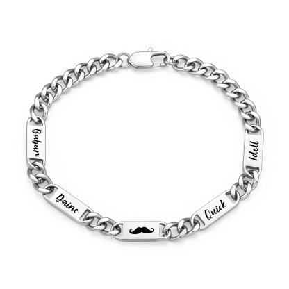 Personalized Cuban Link Bracelet For Men Customized with 2-6 Name Stainless Steel
