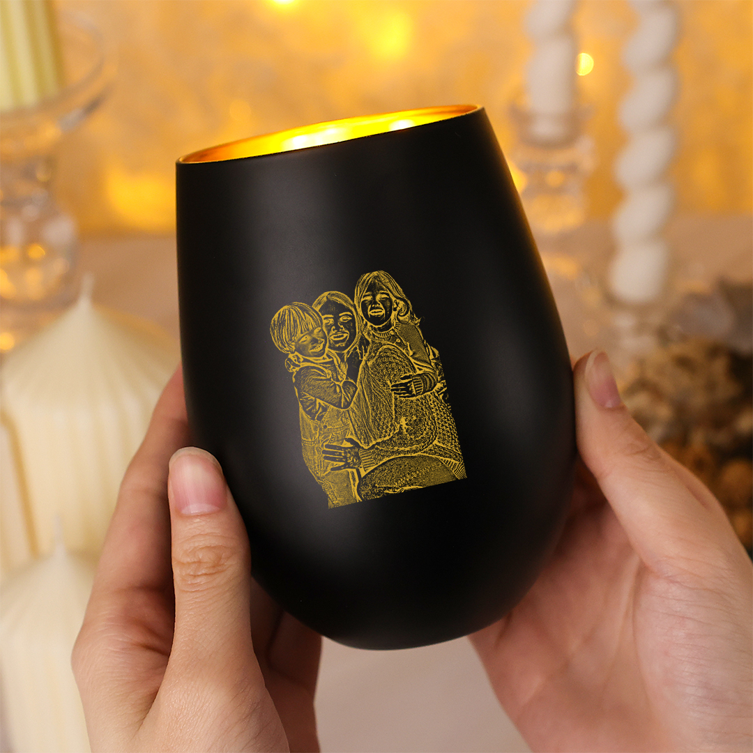 Personalized glass candle holder custom with photo gift for Mom