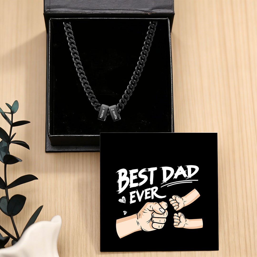 Personalized Mens Cuban Link Chain Necklace with 1–6 Names