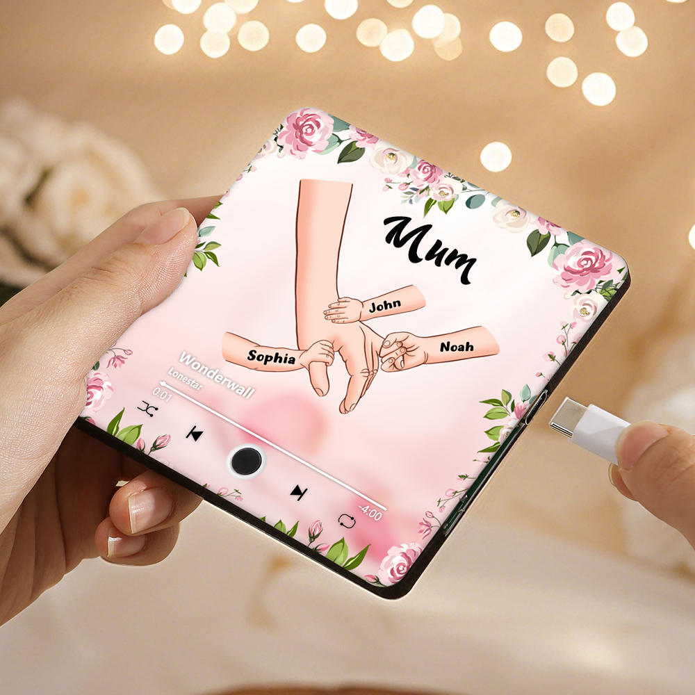 Personalized Hand-in-Hand Music Fridge Magnet Engraved 3 Names & 1 Text– Custom Special Gift For Mom/Nana/Nanny| Jessemade