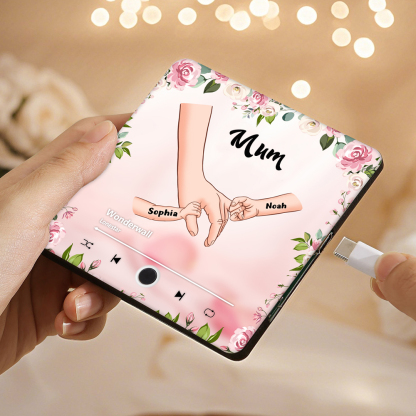 Personalized Hand-in-Hand Music Fridge Magnet Engraved 2 Names & 1 Text– Custom Special Gift For Mom/Nana/Nanny| Jessemade