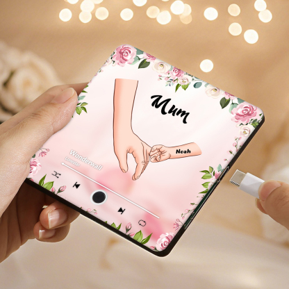 Personalized Hand-in-Hand Music Fridge Magnet Engraved 1 Name & 1 Text– Custom Special Gift For Mom/Nana/Nanny| Jessemade