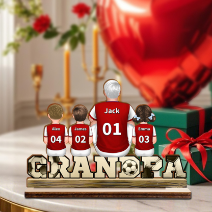 Personalized Wooden Soccer Ornament – Custom Number, Name, Color for Grandpa Gift