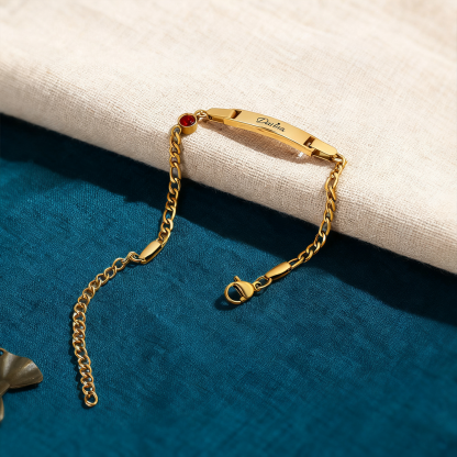 Personalized Adjustable & Engravable Baby Bracelet, Custom Name & Birthstone Stainless Steel Bracelets Gift for Baby and New Mom