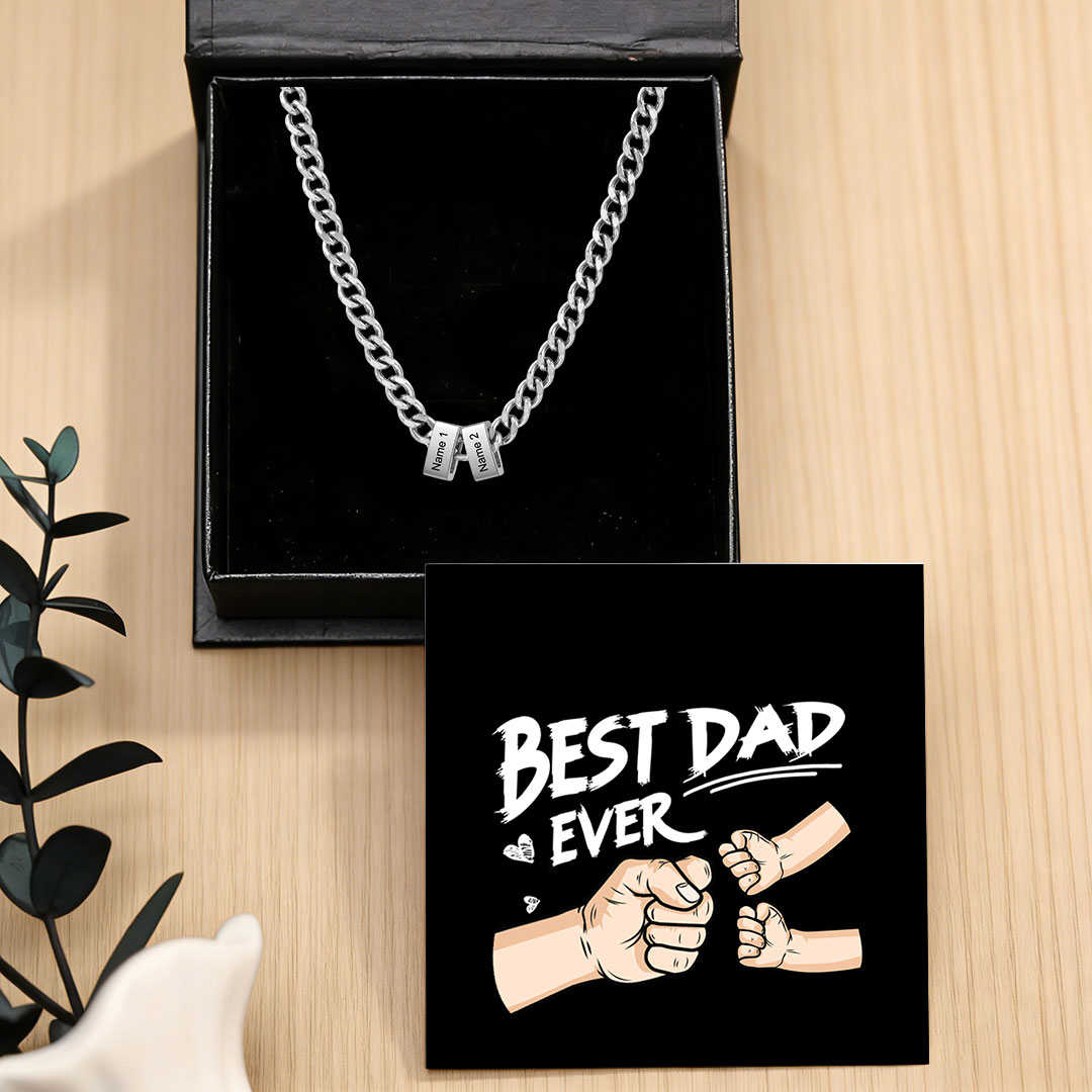 Personalized Mens Cuban Link Chain Necklace with 1–6 Names