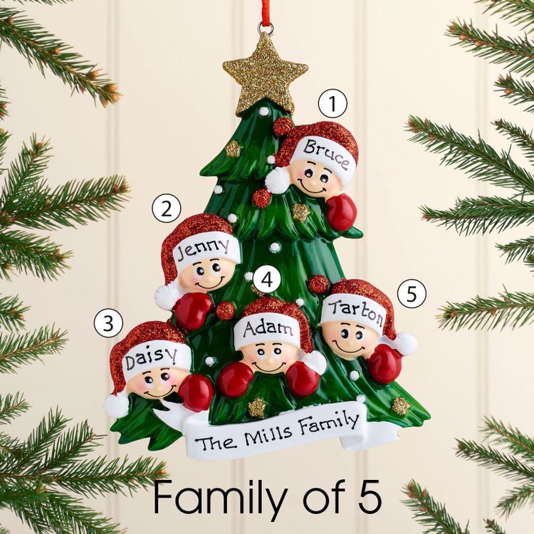 Family Christmas Ornament Custom 5 Names Hanging Ornament Gifts For Family