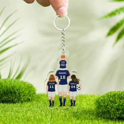 1-3 Names-Personalized Dad's Football Team Keychain Custom Names Gift For Dad