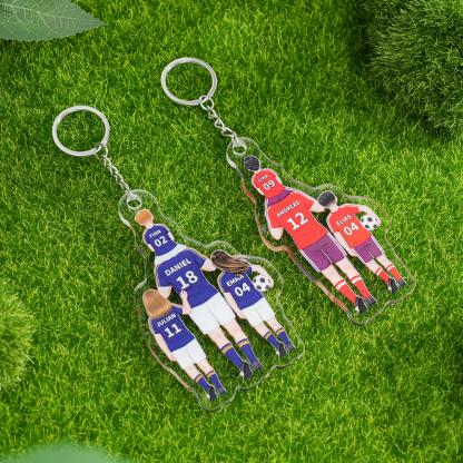 1-3 Names-Personalized Dad's Football Team Keychain Custom Names Gift For Dad