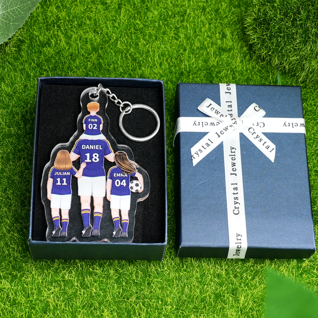 1-3 Names Football Keychain-Personalized Dad's Football Team Gift Set Keychain Custom Names Gift For Dad