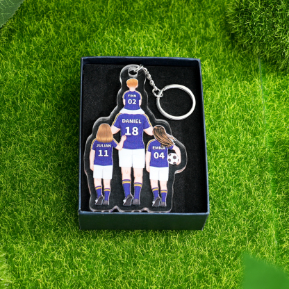 1-3 Names-Personalized Dad's Football Team Keychain Custom Names Gift For Dad