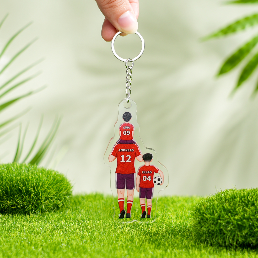 1-3 Names-Personalized Dad's Football Team Keychain Custom Names Gift For Dad