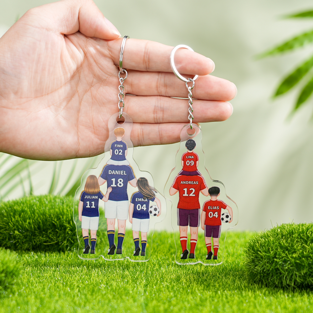 1-3 Names-Personalized Dad's Football Team Keychain Custom Names Gift For Dad