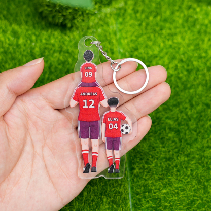 1-3 Names-Personalized Dad's Football Team Keychain Custom Names Gift For Dad