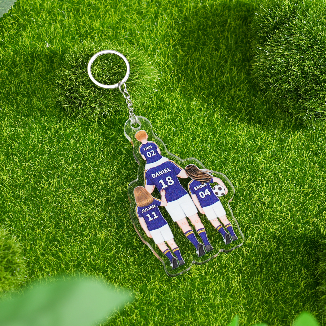 1-3 Names-Personalized Dad's Football Team Keychain Custom Names Gift For Dad