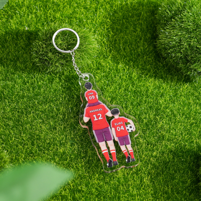 1-3 Names-Personalized Dad's Football Team Keychain Custom Names Gift For Dad