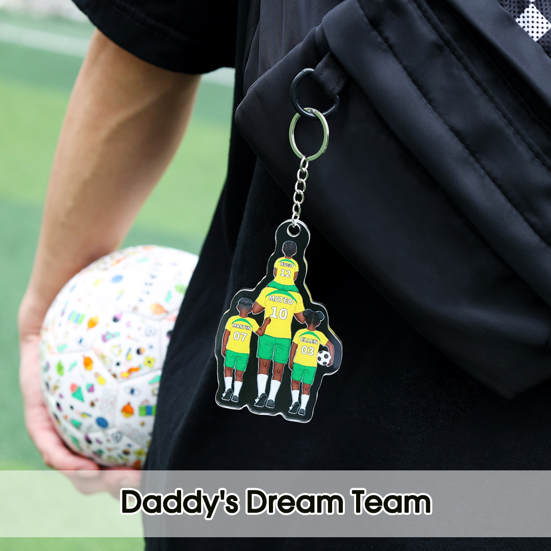 1-3 Names-Personalized Dad's Football Team Keychain Custom Names Gift For Dad
