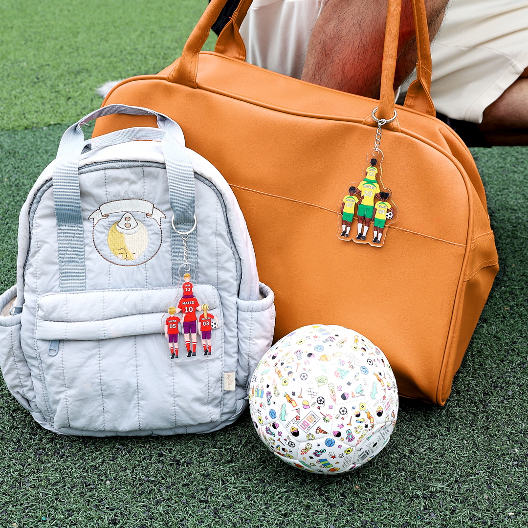 1-3 Names-Personalized Dad's Football Team Keychain Custom Names Gift For Dad