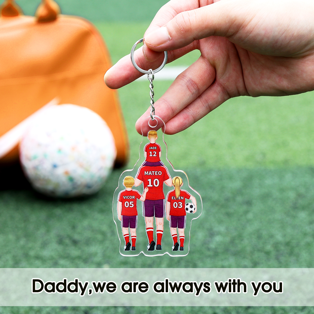 1-3 Names-Personalized Dad's Football Team Keychain Custom Names Gift For Dad