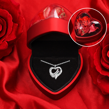 Personalised Heart Mirror Necklace Customized With 3 Names and 3 Birthstones Women's Necklace Gift for Mum | Jessemade