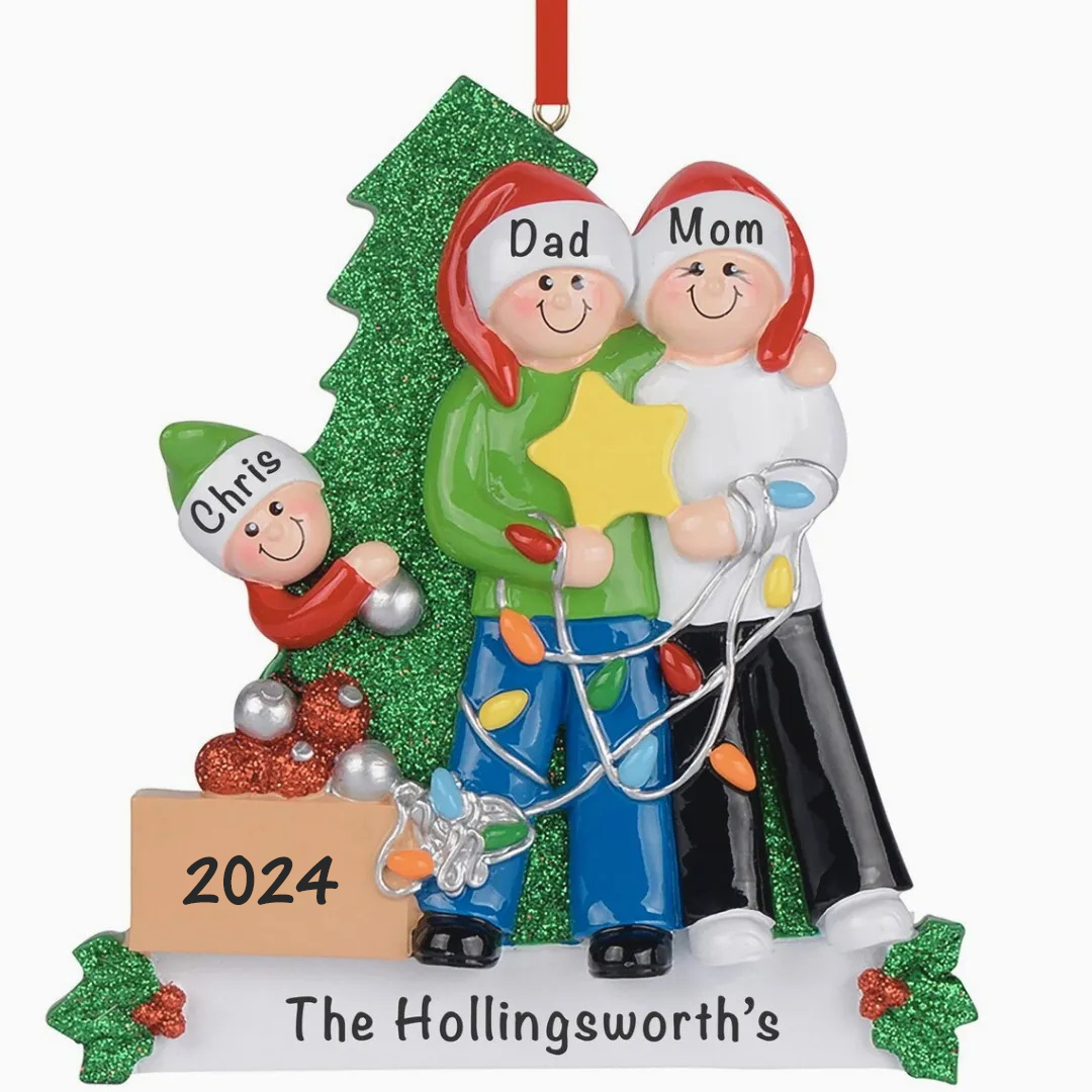 Family Christmas Ornament Custom 3 Names Hanging Ornament Gifts For Family