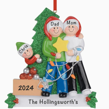 Family Christmas Ornament Custom 3 Names Hanging Ornament Gifts For Family