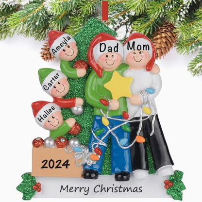 Family Christmas Ornament Custom 5 Names Hanging Ornament Gifts For Family