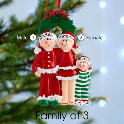 Family Pajamas Christmas Ornament Custom 3 Names Hanging Ornament Gifts For Family