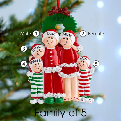 Family Pajamas Christmas Ornament Custom 3 Names Hanging Ornament Gifts For Family