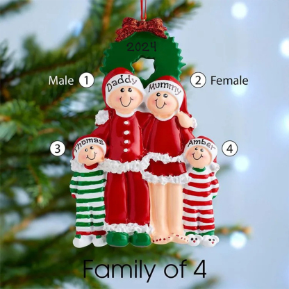 Family Pajamas Christmas Ornament Custom 3 Names Hanging Ornament Gifts For Family