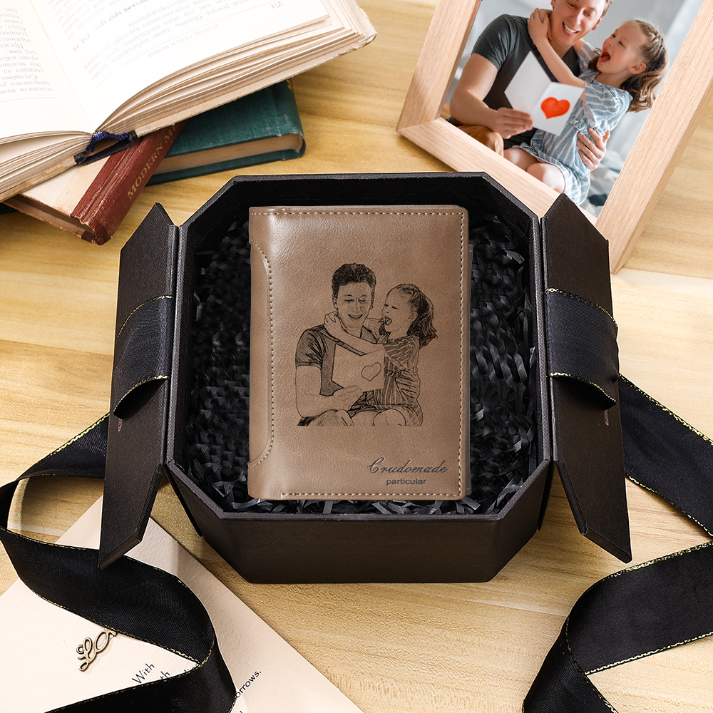 Photo Engraved Wallet Card Wonderful Gift With Gift Box For Men