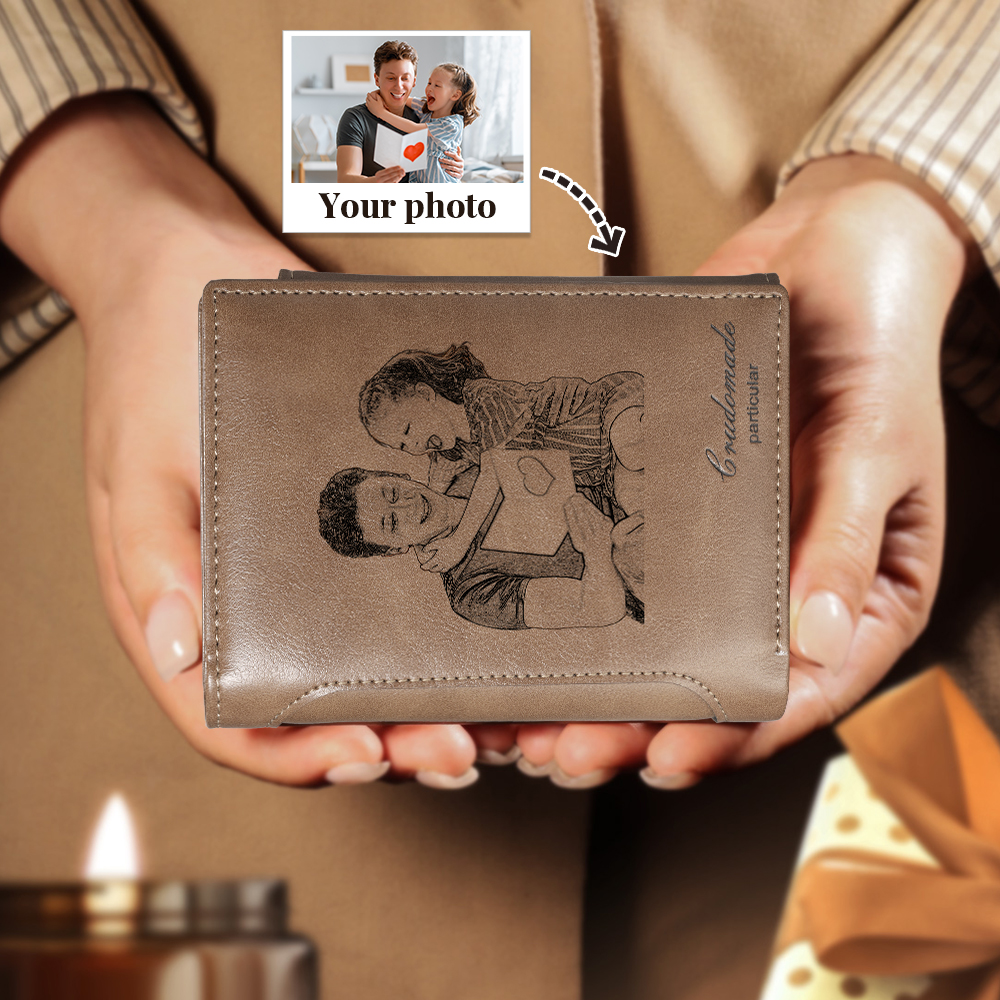 Photo Engraved Wallet Card Wonderful Gift With Gift Box For Men