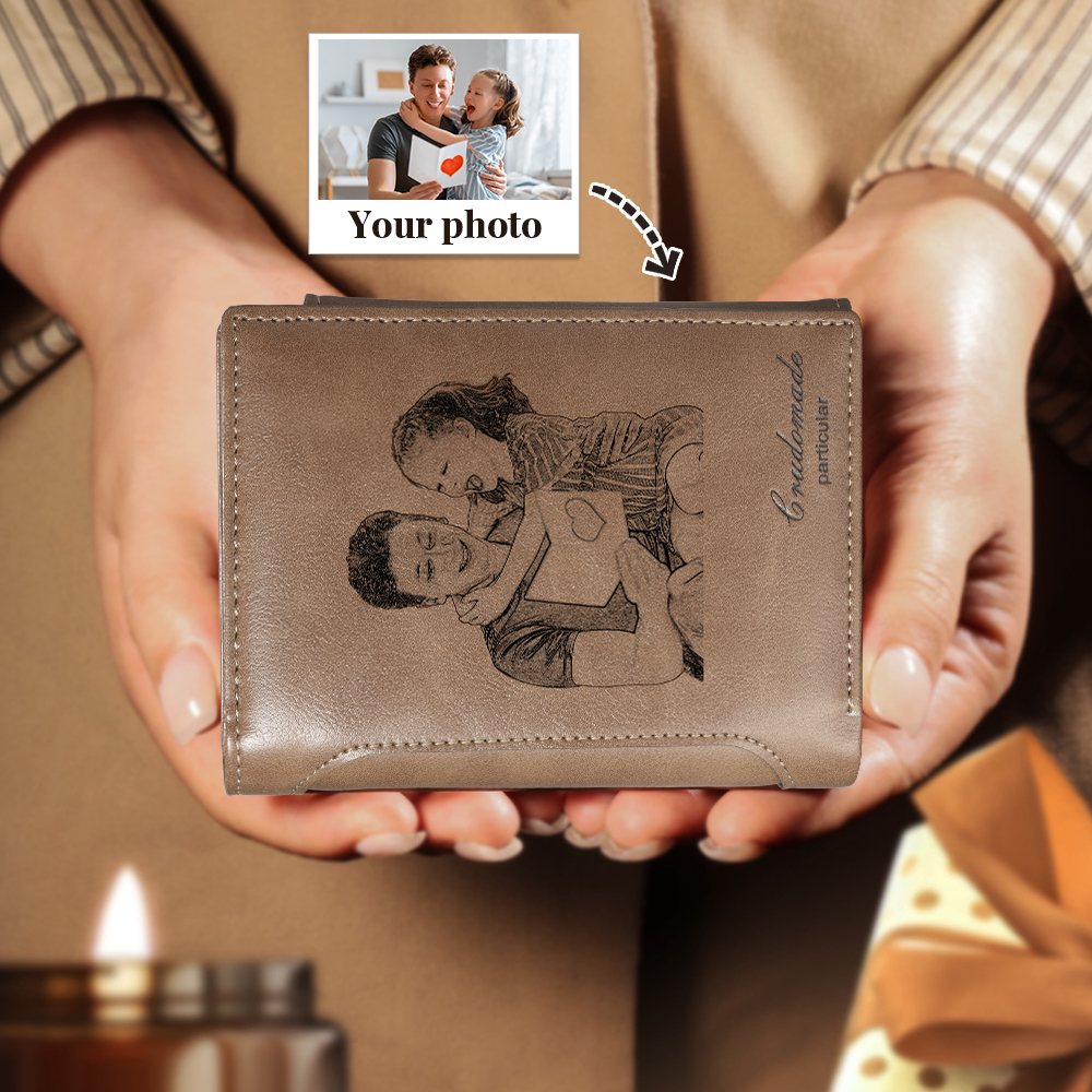 Photo Engraved Wallet Card Wonderful Gift With Gift Box For Men